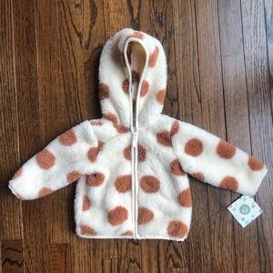 NWT* Little Me Infant 9M Tan/Brown Polka Dot Marshmallow High Pile Fleece Jacket